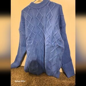 Blue Cable Knit Sweater